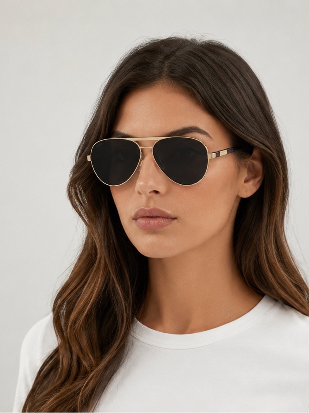 Gucci GG1163S Aviator Sunglasses Gold Havana Unisex w/ Case